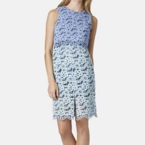 Topshop‎ Dress Womens 8 Blue Mint Green Colorblock Sleeveless Lace Sheath